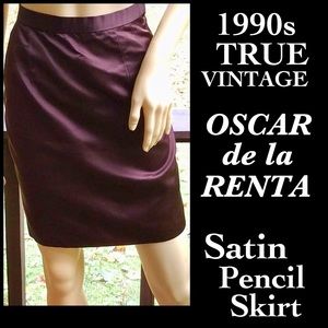 ▪️VTG▪️OSCAR de la RENTA▪️90’s Brown Satin Skirt